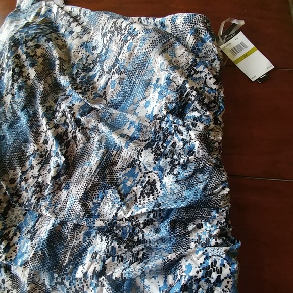 Jantzen 14 slimming rousching 1shoulder blue grey - Picture 2 of 8